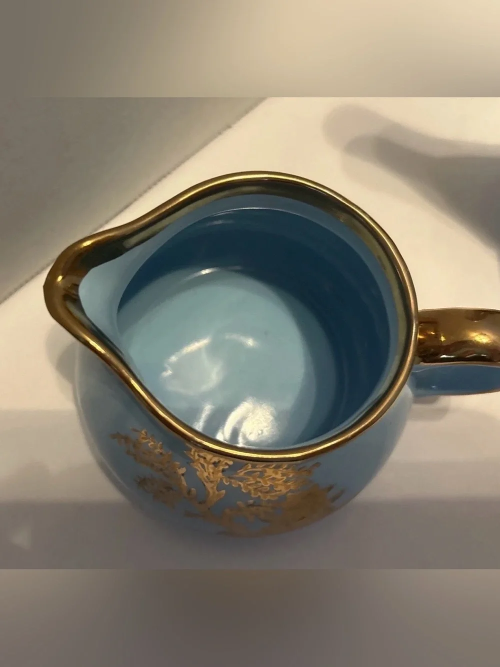 Vintage Robins' Egg Blue Gold Pagoda Scenes Gibsons Teapot England Set 4pc
